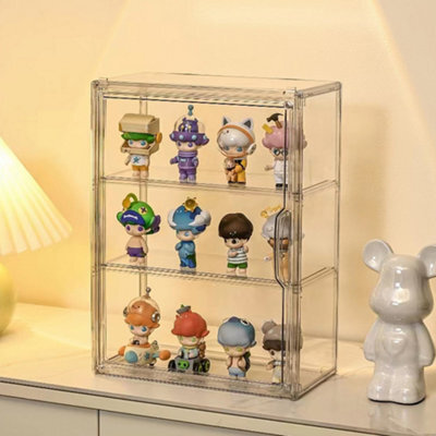Living And Home Wall Mount Transparent 3 Tier Plastic Display Case Magnetic Door Dustproof Collectible Storage Box - image 1