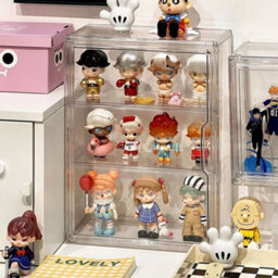 Living And Home Wall Mount Transparent 3 Tier Plastic Display Case Magnetic Door Dustproof Collectible Storage Box - thumbnail 3
