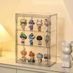 Living And Home Wall Mount Transparent 3 Tier Plastic Display Case Magnetic Door Dustproof Collectible Storage Box - thumbnail 1