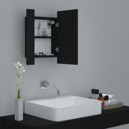Berkfield Led Bathroom Mirror Cabinet Black 40X12X45 Cm - thumbnail 6