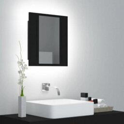 Berkfield Led Bathroom Mirror Cabinet Black 40X12X45 Cm - thumbnail 1