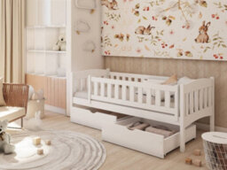 Arte Gucio Contemporary Solid Pine Bed With 2 Storage Drawers In White (L)1980mm (H)750mm (W)970mm - thumbnail 2