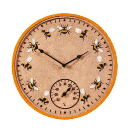 Bee Wall Clock & Thermometer - Battery Powered Weather Resistant Indoor Outdoor Quartz Clock With Temperature Dial - 30Cm Diameter - thumbnail 2