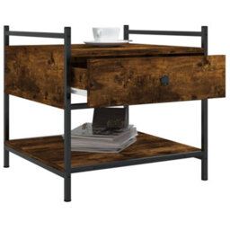 Berkfield Coffee Table Smoked Oak 50X50X50 Cm Engineered Wood - thumbnail 4