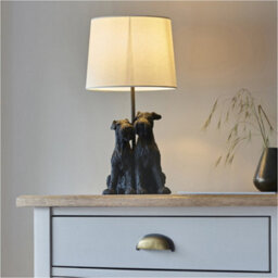 Loops 2 Pack Matt Black & Natural Linentable Lamp - 430mm Tall Light - thumbnail 3