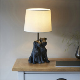 Loops 2 Pack Matt Black & Natural Linentable Lamp - 430mm Tall Light - thumbnail 4