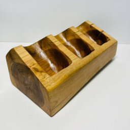 My Square Mile Wine Rack Rustic Wooden Champagne Holder For Counter Top Kitchen Bar Cellar Holds Two, Three Wine Bottles (Triple Wine Holder) - thumbnail 3