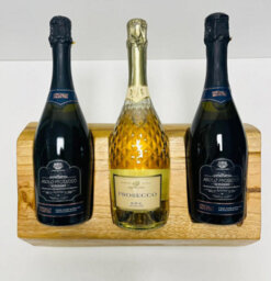 My Square Mile Wine Rack Rustic Wooden Champagne Holder For Counter Top Kitchen Bar Cellar Holds Two, Three Wine Bottles (Triple Wine Holder) - thumbnail 4