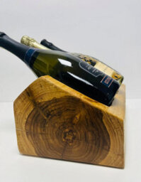 My Square Mile Wine Rack Rustic Wooden Champagne Holder For Counter Top Kitchen Bar Cellar Holds Two, Three Wine Bottles (Triple Wine Holder) - thumbnail 2