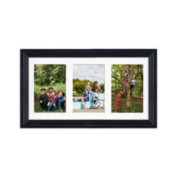 AK Frames 40X20Cm Black Classic Multi Photo Frame With White Mount - Holds 3 Apertures (3X) 6X4 Photos - thumbnail 1