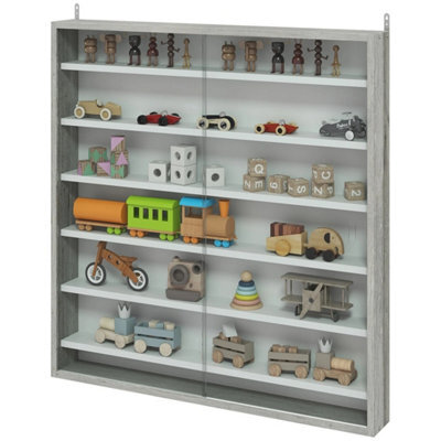 7-Tier Glass Display Cabinet Graphite - image 1