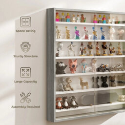 7-Tier Glass Display Cabinet Graphite - thumbnail 3