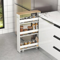 Costway 4-Tier Slim Storage Cart Narrow Rolling Kitchen Serving Cart W/ Open Shelves - thumbnail 1