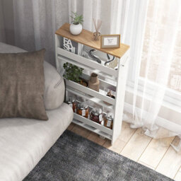 Costway 4-Tier Slim Storage Cart Narrow Rolling Kitchen Serving Cart W/ Open Shelves - thumbnail 5