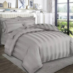 Ameha Stripe Duvet Set With Pillowcase Silver Single Size 135X200Cm Reversible, Breathable & Soft Microfiber Cover - thumbnail 6