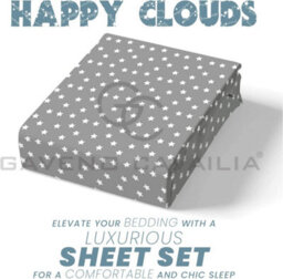Gc Gaveno Cavailia Kids Printed Happy Clouds Multi Double Fitted Sheet With Pillowcase Luxury Soft Smiley Cloud Bed Sheet - thumbnail 5