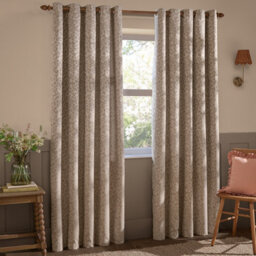 Wylder Grace Leaf Floral Jacquard Room Darkening Eyelet Curtain Pair, Taupe, (W) 168Cm X (D) 183Cm - thumbnail 2