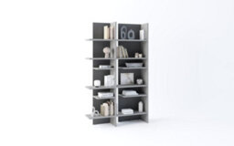 Arte  Illuminated Right-Side Bookcase H1970mm W1190mm D320mm - Modern Grey & Graphite With Led Lighting - thumbnail 2