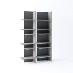 Arte  Illuminated Right-Side Bookcase H1970mm W1190mm D320mm - Modern Grey & Graphite With Led Lighting - thumbnail 1