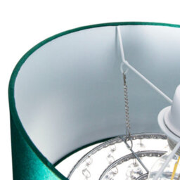 Happy Homewares Modern Green Satin Fabric Pendant Light Shade With Transparent Acrylic Droplets - thumbnail 4