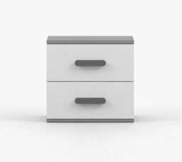Arte Modern Grey And White Bedside Table H510mm W550mm D440mm - Grey Handles For Contemporary Bedrooms - thumbnail 2