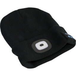 Beanie Hat With Integrated Spotlight - 4 Smd Led - Built In Wireless Headphones - thumbnail 5