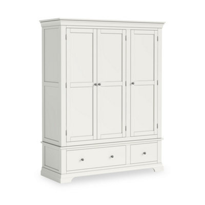 Colette White Triple Wardrobe With 2 Drawers - By Roseland Furniture - image 1