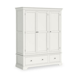 Colette White Triple Wardrobe With 2 Drawers - By Roseland Furniture - thumbnail 1