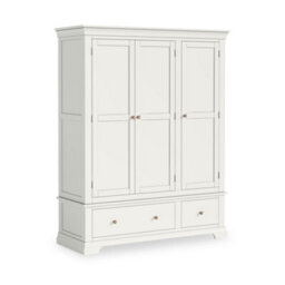 Colette White Triple Wardrobe With 2 Drawers - By Roseland Furniture - thumbnail 4