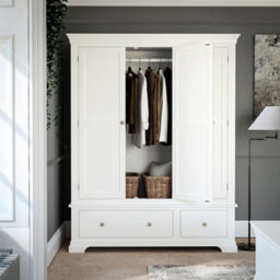 Colette White Triple Wardrobe With 2 Drawers - By Roseland Furniture - thumbnail 3
