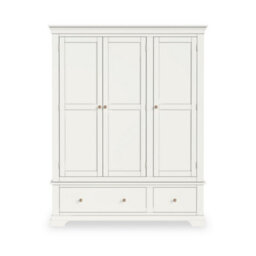 Colette White Triple Wardrobe With 2 Drawers - By Roseland Furniture - thumbnail 6