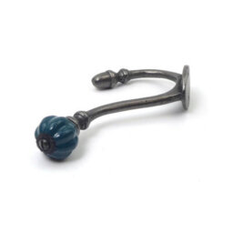 Oakcrafts - Ceramic Tipped Shabby Chic Cast Iron Coat Hook 125mm (Teal) - Pack Of 4 Hooks - thumbnail 2