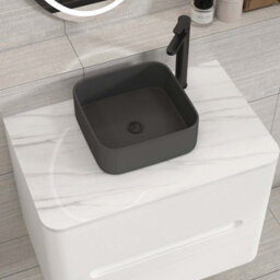 Royal Bathrooms Venice 700mm Gloss White Wall Mounted Bathroom Countertop Vanity Unit 2 Drawer With Art Square Basin - thumbnail 6