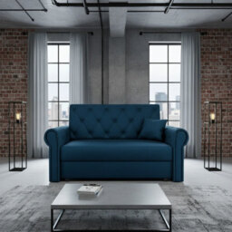 Viva Roma Ii Sofa Bed With Sleep Function And Bedding Storage Polyurethane Foam Hr Foam Metal Legs 148X85X98Cm Blue - thumbnail 2