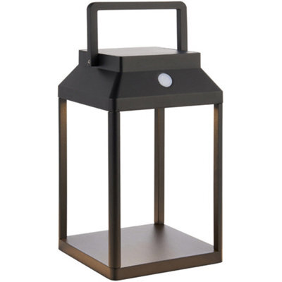 250mm Solar Powered Outdoor Table Lamp - Warm White Led - Textured Black - image 1
