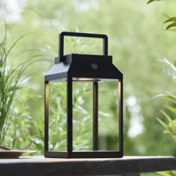 250mm Solar Powered Outdoor Table Lamp - Warm White Led - Textured Black - thumbnail 3