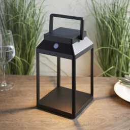 250mm Solar Powered Outdoor Table Lamp - Warm White Led - Textured Black - thumbnail 5