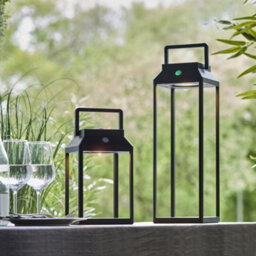 250mm Solar Powered Outdoor Table Lamp - Warm White Led - Textured Black - thumbnail 4
