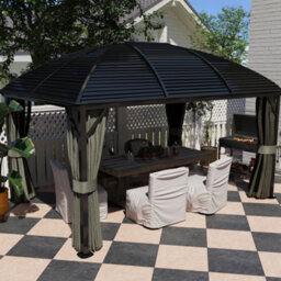 Outsunny 3 X 4M Hardtop Gazebo Aluminium Garden Pavilion Dark Grey - thumbnail 9
