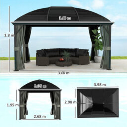 Outsunny 3 X 4M Hardtop Gazebo Aluminium Garden Pavilion Dark Grey - thumbnail 3