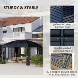 Outsunny 3 X 4M Hardtop Gazebo Aluminium Garden Pavilion Dark Grey - thumbnail 5