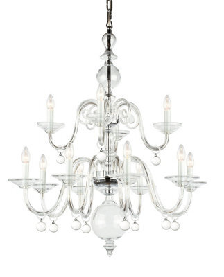 Luminosa Lighting Luminosa Padova Clear Glass Chrome 12 Arm Chandelier