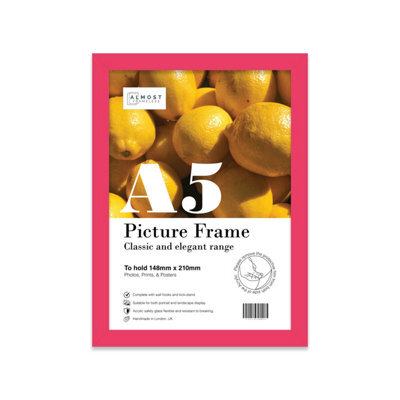 A5 Bright Pink Picture Frame Fits A5 (14.8 X 21Cm - 5.8 X 8.3In) Poster, Photo, Artwork, Or Print. - image 1