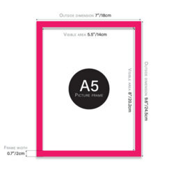 A5 Bright Pink Picture Frame Fits A5 (14.8 X 21Cm - 5.8 X 8.3In) Poster, Photo, Artwork, Or Print. - thumbnail 2