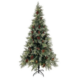 Berkfield Christmas Tree With Leds&pine Cones Green&white 225 Cm Pvc&pe - thumbnail 3