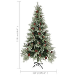 Berkfield Christmas Tree With Leds&pine Cones Green&white 225 Cm Pvc&pe - thumbnail 8