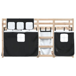 Walplus Bunk Bed Without Mattress White&black 80X200 Cm Solid Wood Pine - thumbnail 5