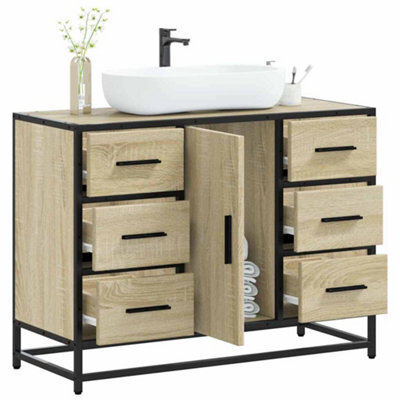 Berkfield Bathroom Sink Cabinet Sonoma Oak 80X33X60 Cm Engineered Wood - image 1