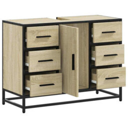 Berkfield Bathroom Sink Cabinet Sonoma Oak 80X33X60 Cm Engineered Wood - thumbnail 6