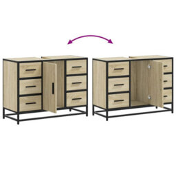 Berkfield Bathroom Sink Cabinet Sonoma Oak 80X33X60 Cm Engineered Wood - thumbnail 9